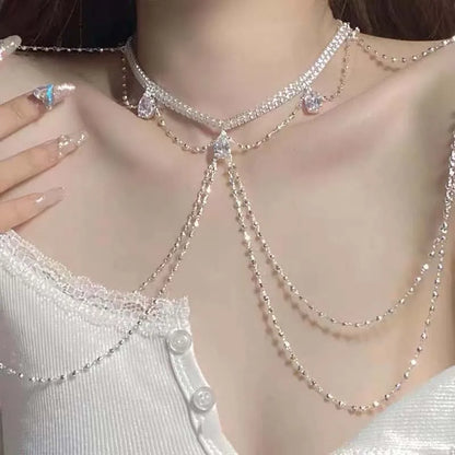 Minimalist Sequin Chest Chain – Light Luxury Body Jewelry