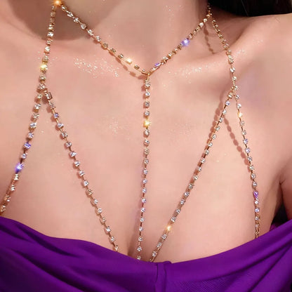 Sexy Chest Chain Rhinestones GD1  – Sparkling Y2K European