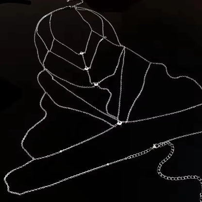 Luxury Square Crystal Multilayer Chest Chain GK1 – Silver Zircon