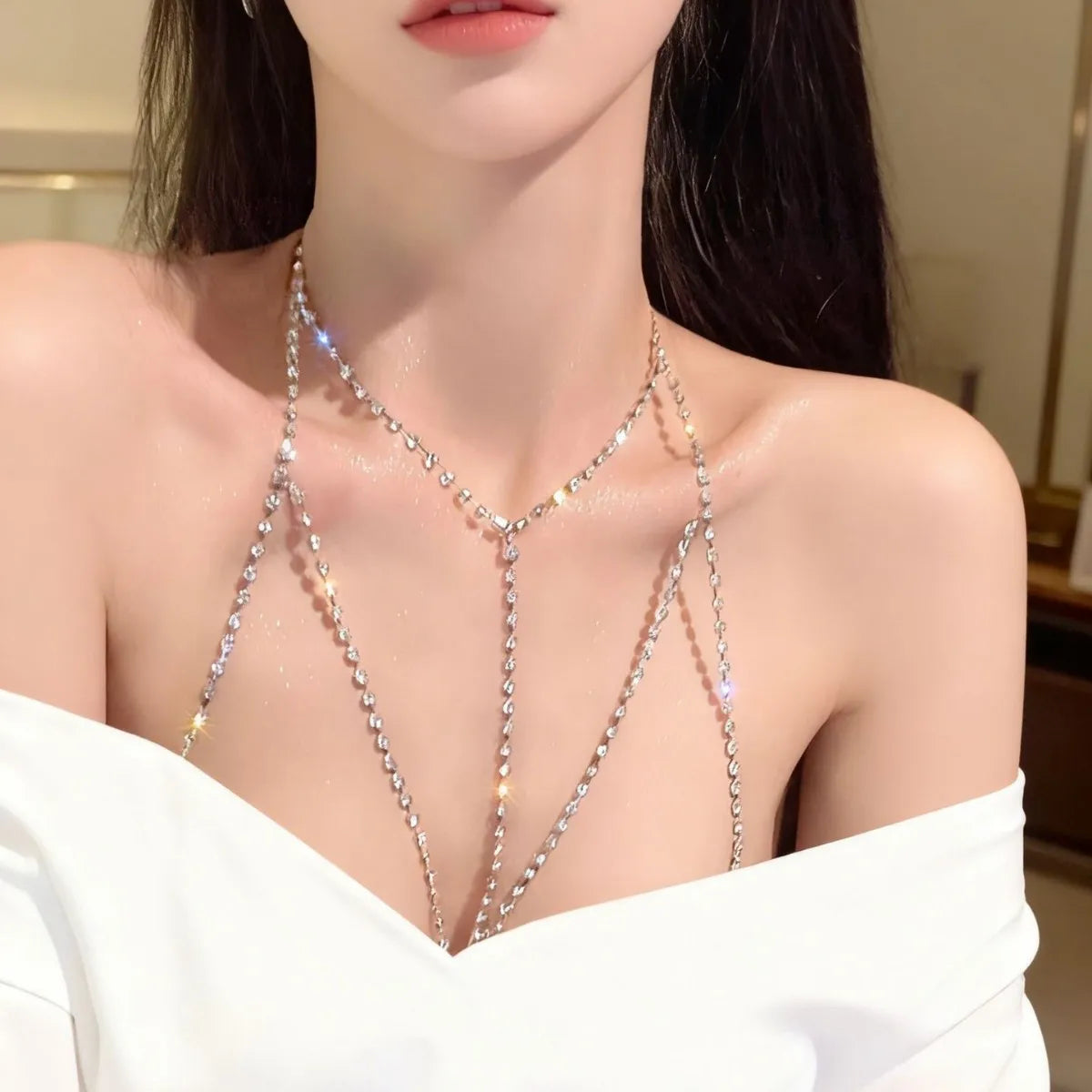 Sexy Chest Chain Rhinestones SL2 – Sparkling Y2K European