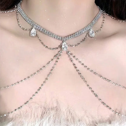 Minimalist Sequin Chest Chain – Light Luxury Body Jewelry