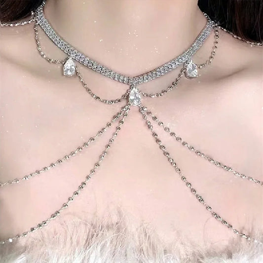 Minimalist Sequin Chest Chain – Light Luxury Body Jewelry